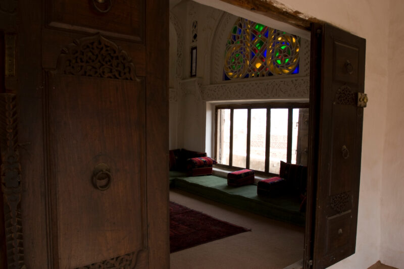 Inside a typical house in Old Sana, Yemen — Inside one of the buildings, in the old section of Sana'a, Yemen — Yemen, house, home, building, room