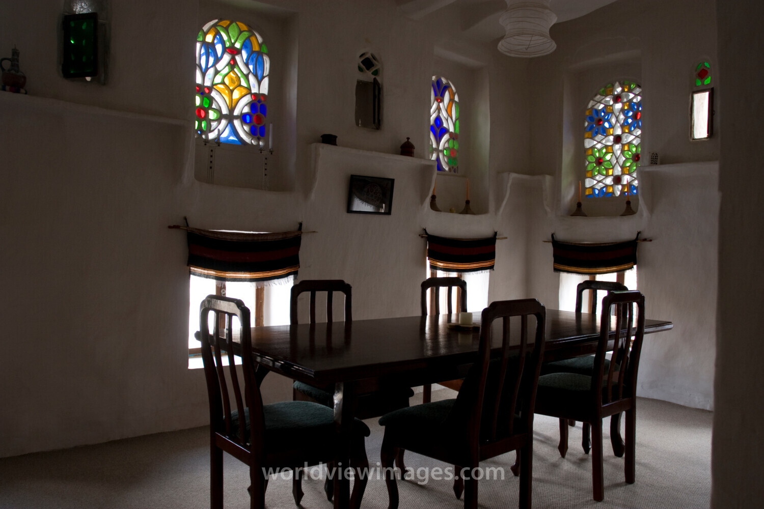 Inside a typical house in Old Sana, Yemen
