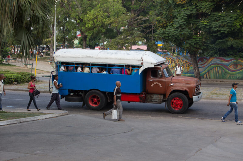 Cuba Transportation — Trucks with seats in the back provide public transportation in many rural areas of Cuba — Cuba, bus, truck, transportation, Public tran...