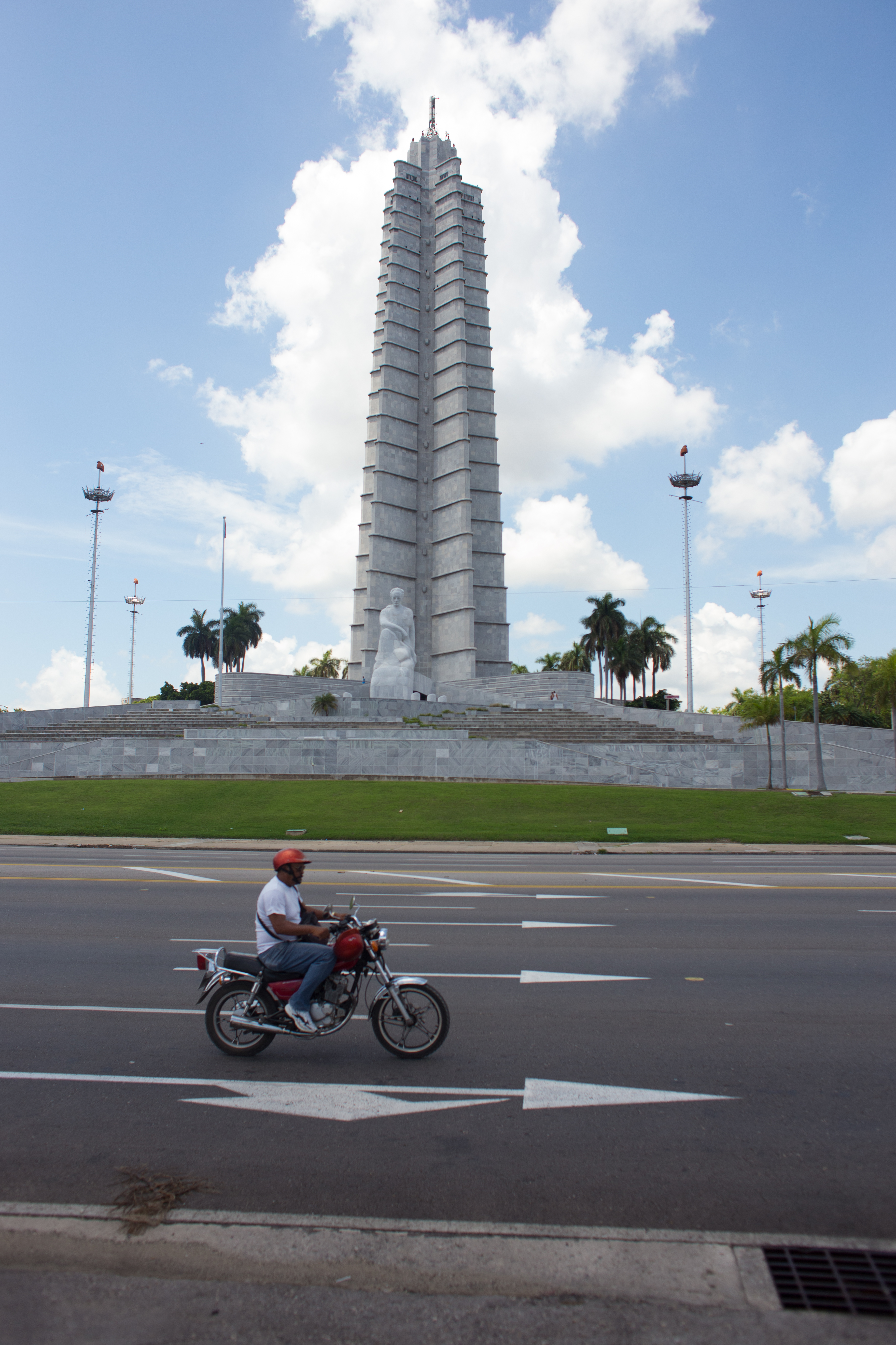 Old cars in Havana, pass by Revolution Square