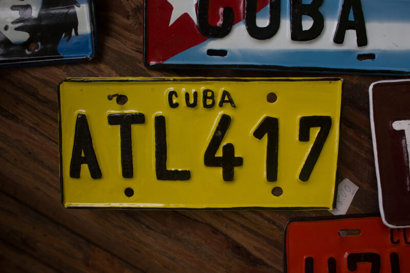 License Plates in Cuba — Unique License Plates from Cuba, for sale at a store. — Cuba, license Plates.