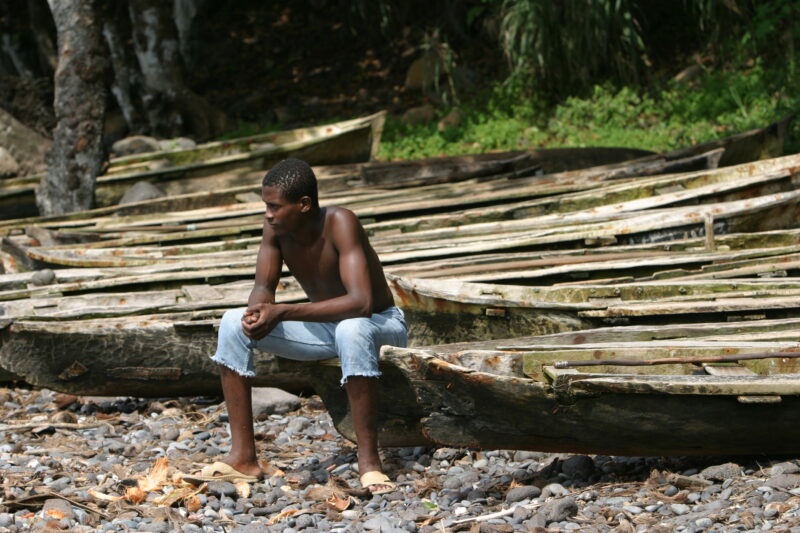 Fishing boats in Sao Tome — Stock Images of Typical handmade bouts, used for fishing in Sao Tome, Africa — Sao Tome, Africa, Fishing, boats, canoe