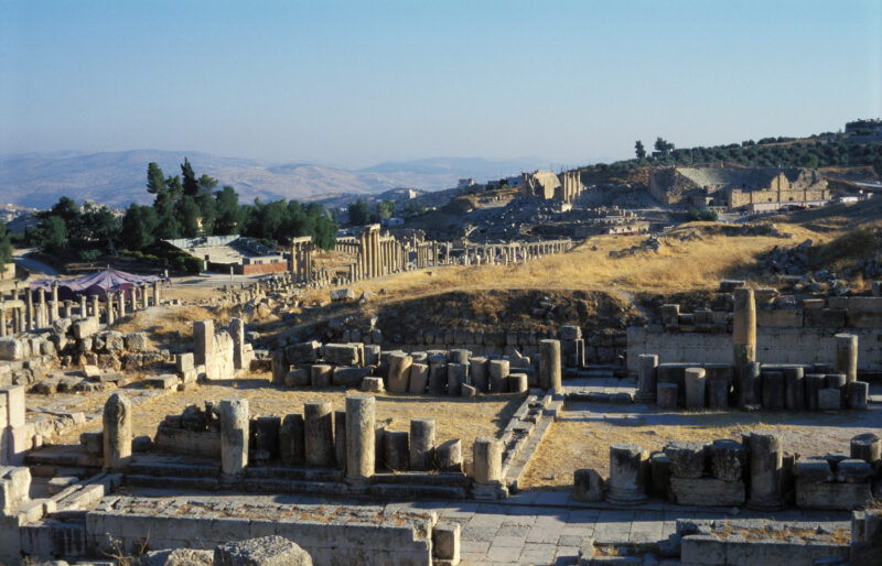 Jerash — Jordan, Archaeology, Jerash, pillar, Pillars