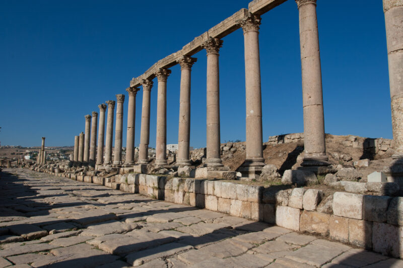 Jerash — Archaeology, Jerash, Jordan, Roman Ruins, columns
