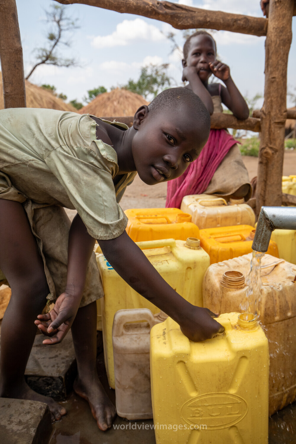Collecting Water in the Refugee Settlement