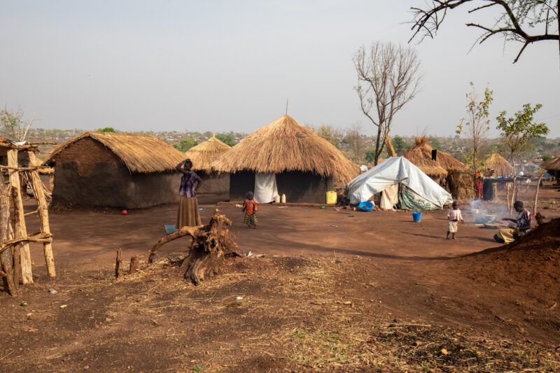 Refugeee Settlement — Refugees from South Sudan given a small plot of land in their host country of Uganda to build a small house. — Refugee, Refugee Settlem...