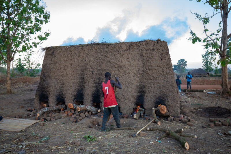 Making Bricks — Men harden mud bricks — Architecture, Person, Ruin, Unsaturated, Refugee