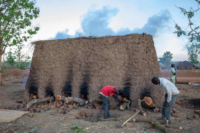 Making Bricks — Men harden mud bricks — Architecture, Person, Ruin, Refugee, Refugee Settlement