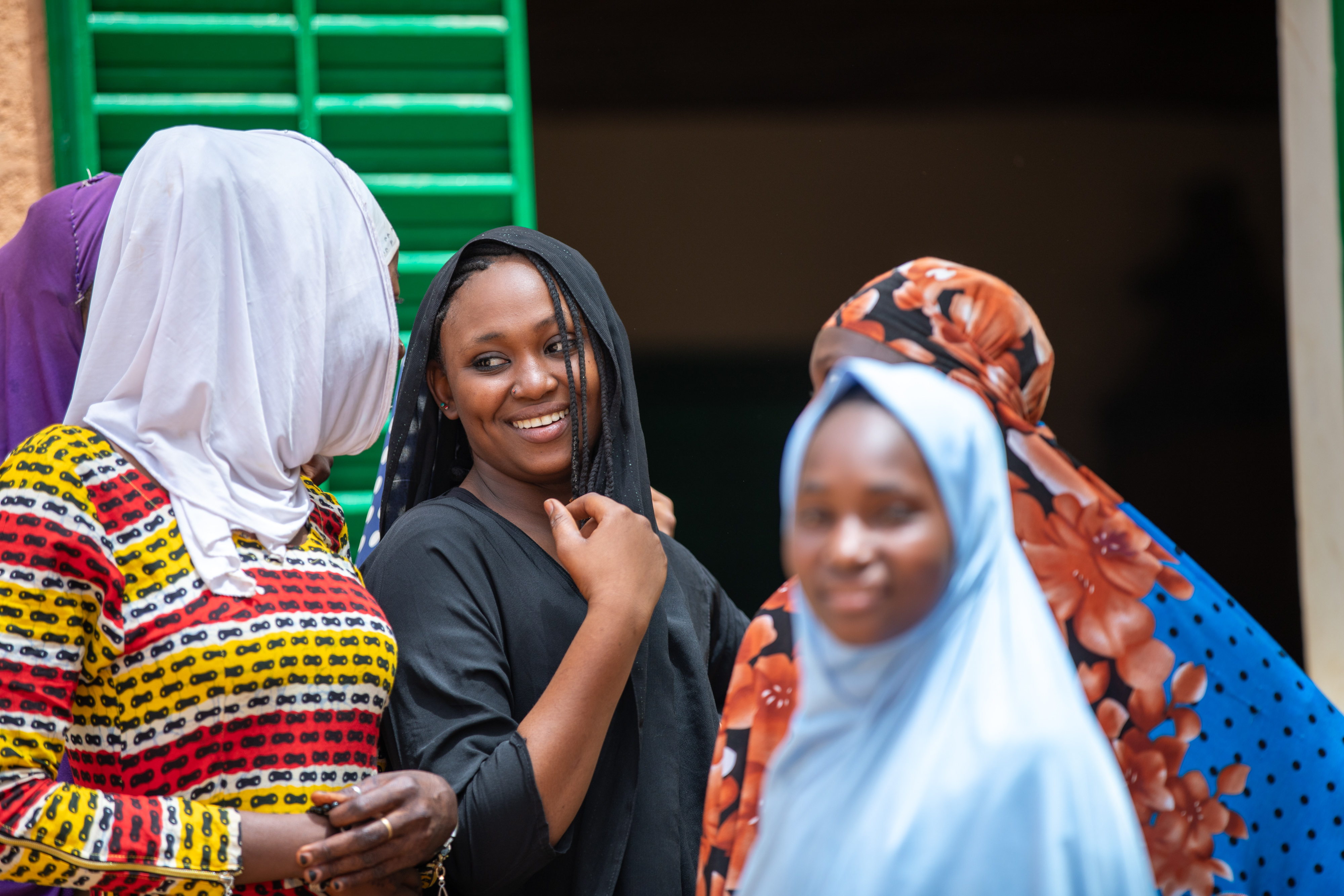 Students Outside their New School
