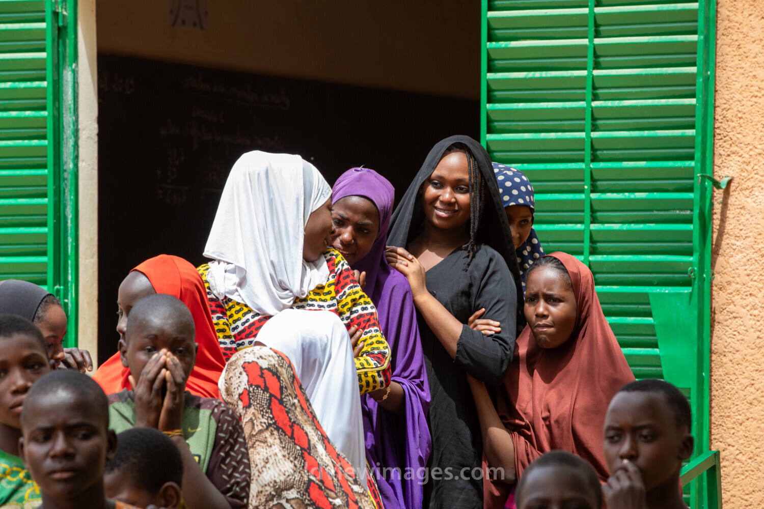 Students Outside their New School