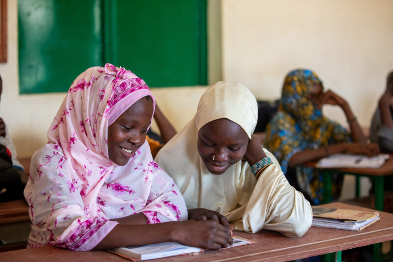 Girl in Niger Attends School — With a long tradition of early marriage, most girls in Niger drop out of school after the second grade — Africa, Child, Educat...