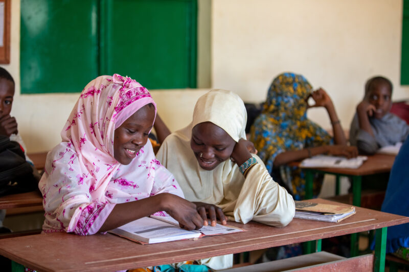 Girl in Niger Attends School — With a long tradition of early marriage, most girls in Niger drop out of school after the second grade — Africa, Child, Educat...