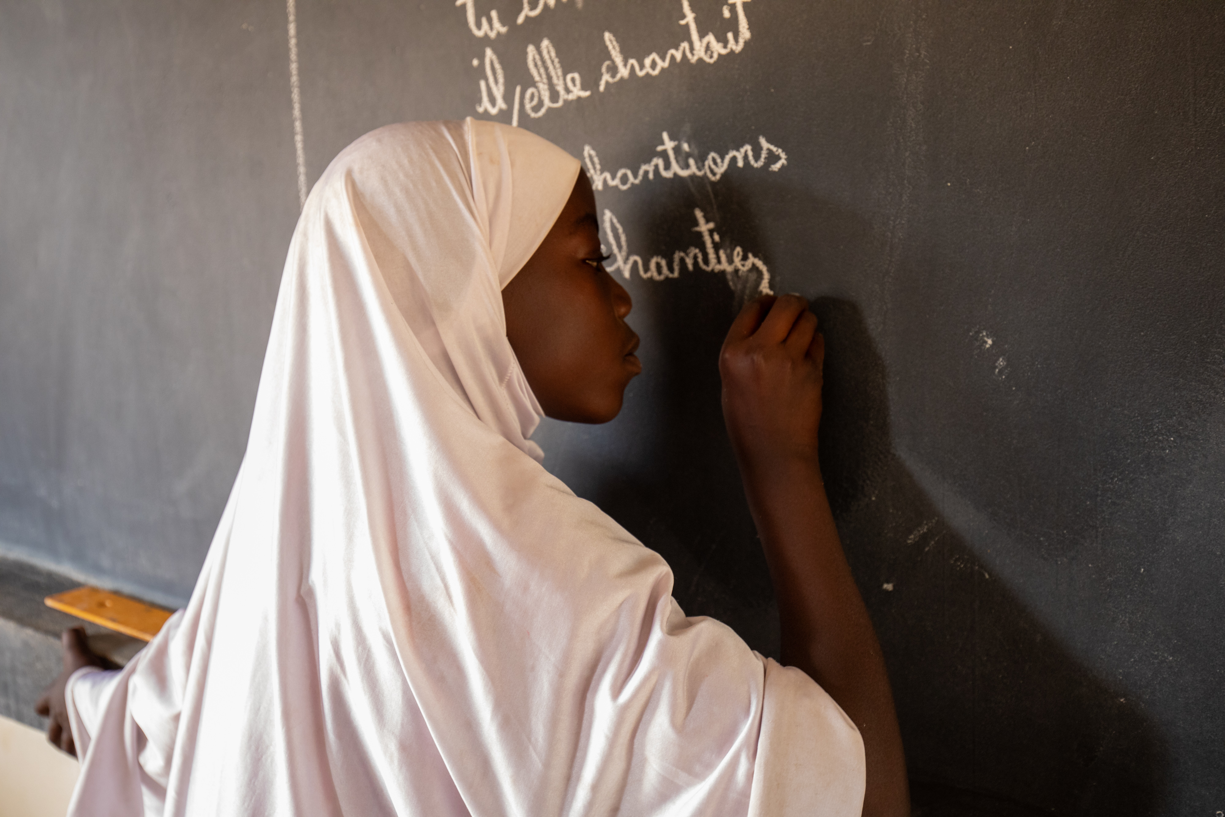 Girl Student at Blackboard