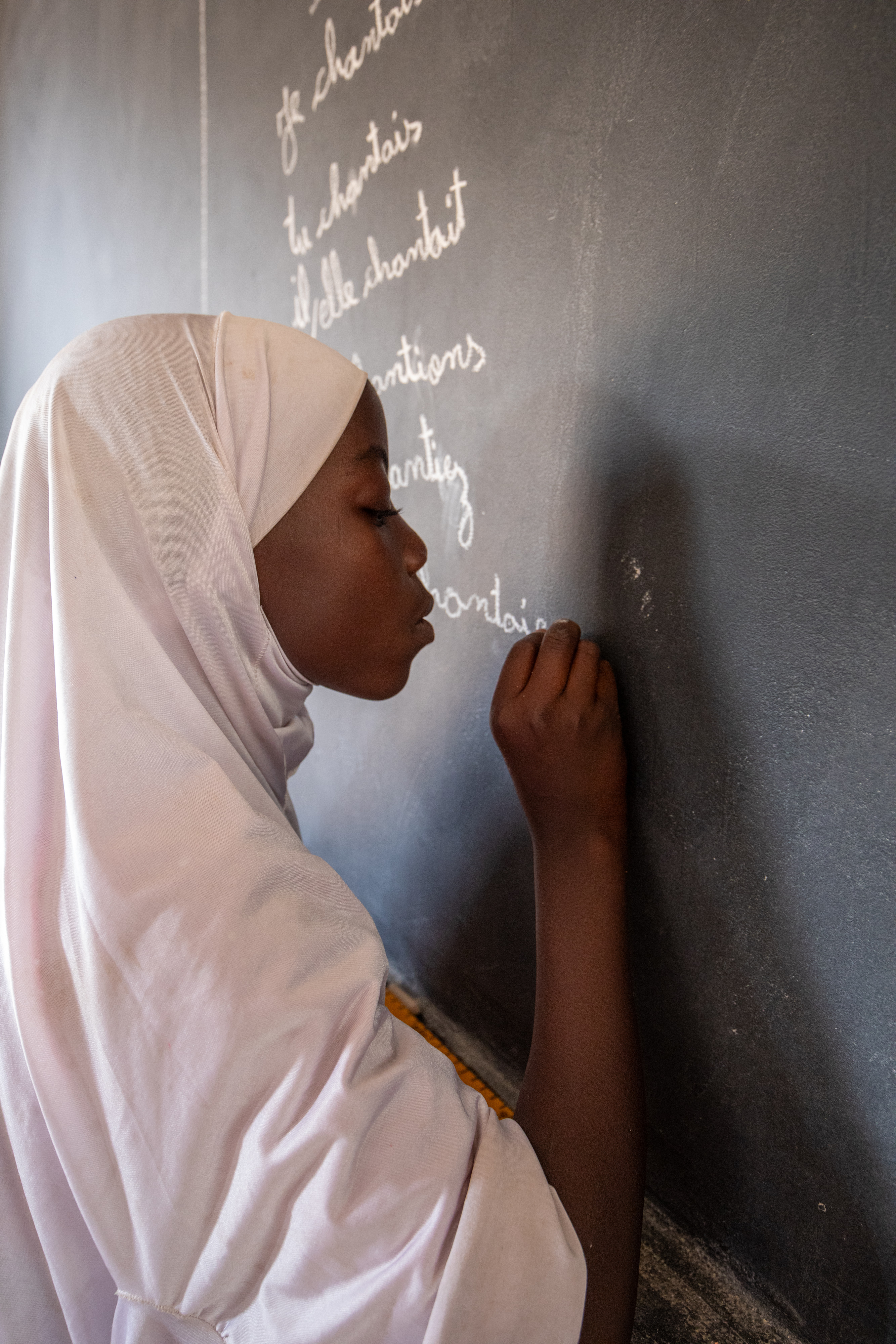 Girl Student at Blackboard