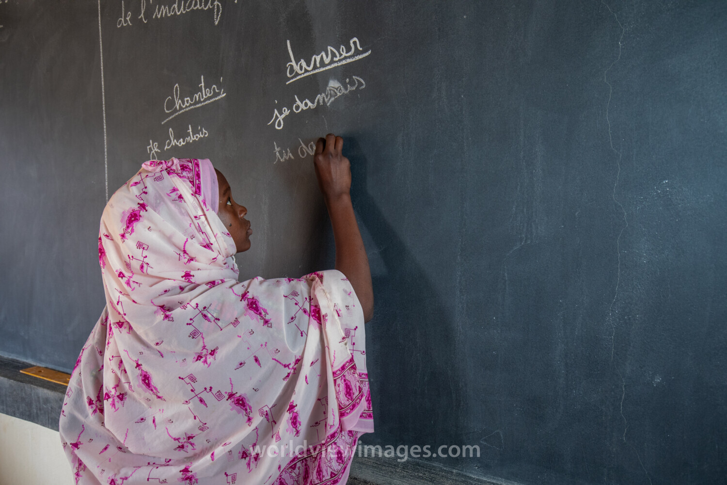 Girl Student at Blackboard