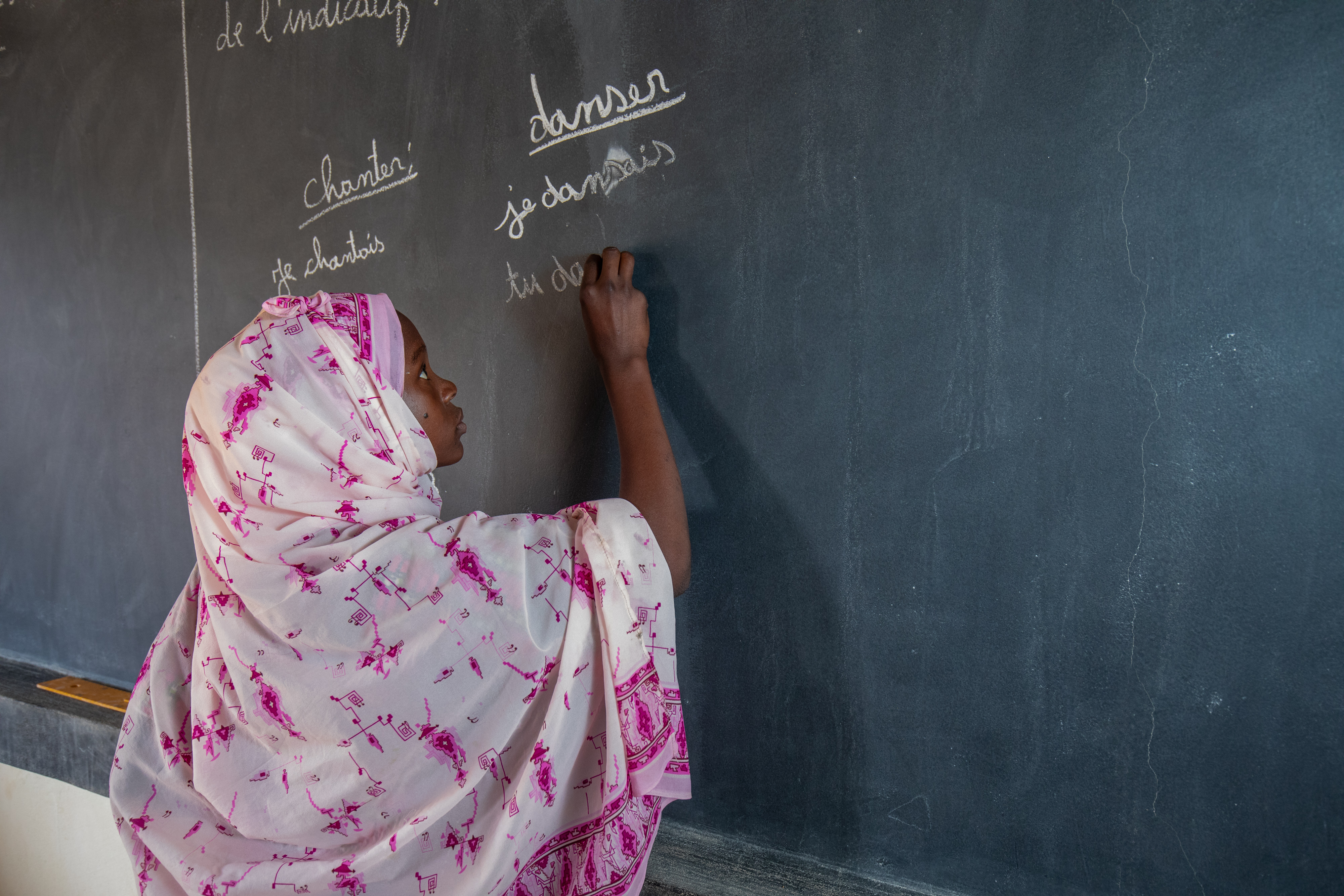 Girl Student at Blackboard