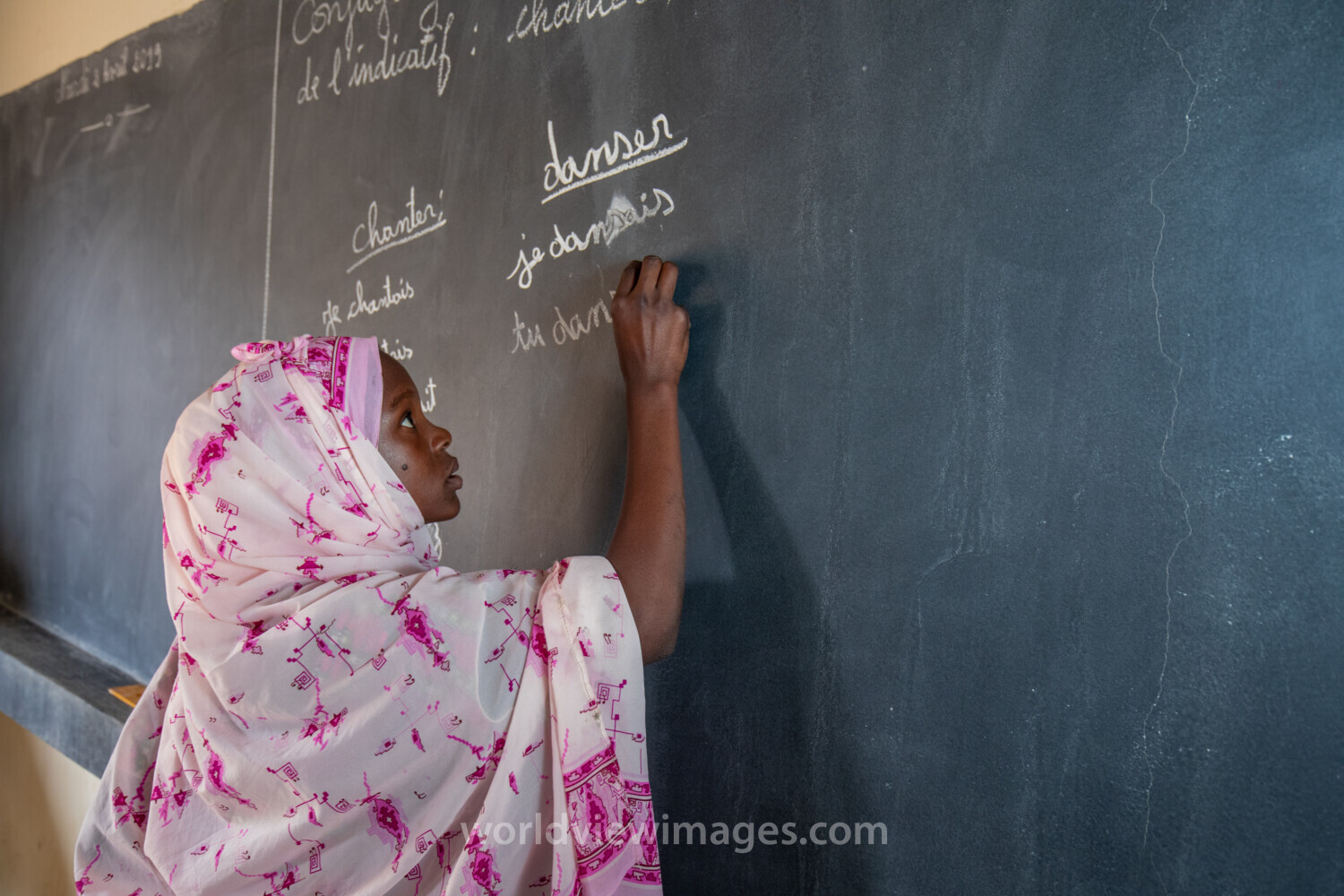 Girl Student at Blackboard