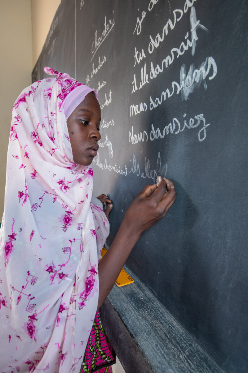 Girl Student at Blackboard — Adult, Africa, Education, Female, Frontal Face