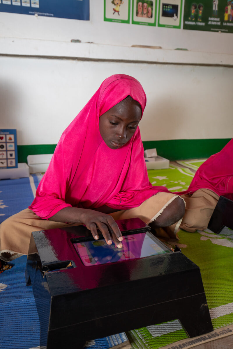 Computer Class in Niger — Young students in Niger learn computer skills on tablets provided to their school by Norway. — Africa, Education, Eyes Closed, Fema...