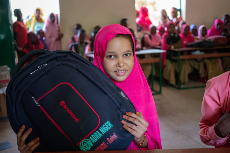 Girl in Niger Attends School — With a long tradition of early marriage, most girls in Niger drop out of school after the second grade — Africa, Child, Educat...