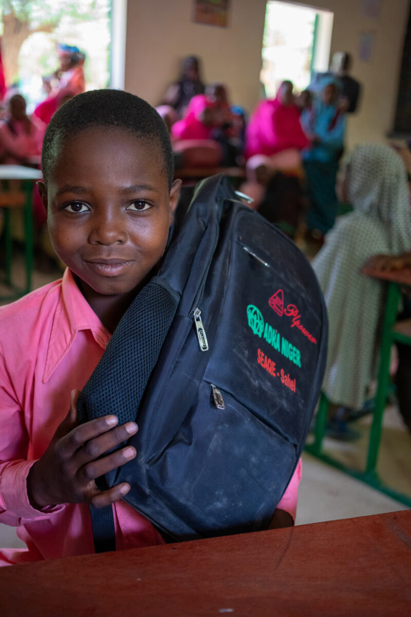 Boy in School in Niger — Young boy attends school in Niger, Africa — Africa, Child, Education, Eyes Open, Frontal Face