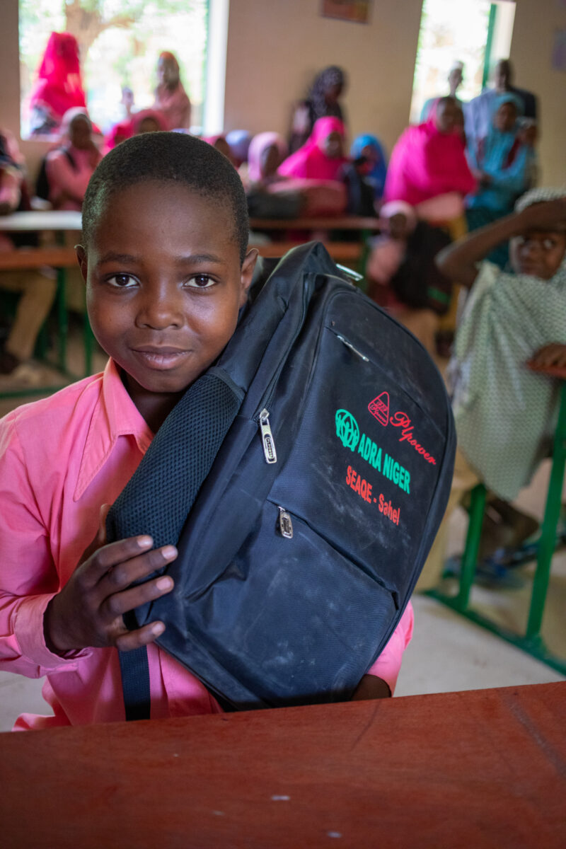 Boy in School in Niger — Young boy attends school in Niger, Africa — Africa, Child, Education, Eyes Open, Frontal Face
