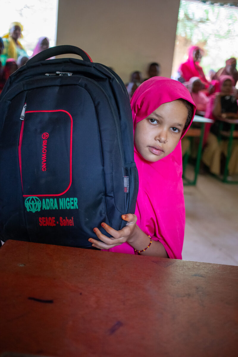 Girl in Niger Attends School — With a long tradition of early marriage, most girls in Niger drop out of school after the second grade — Africa, Child, Educat...