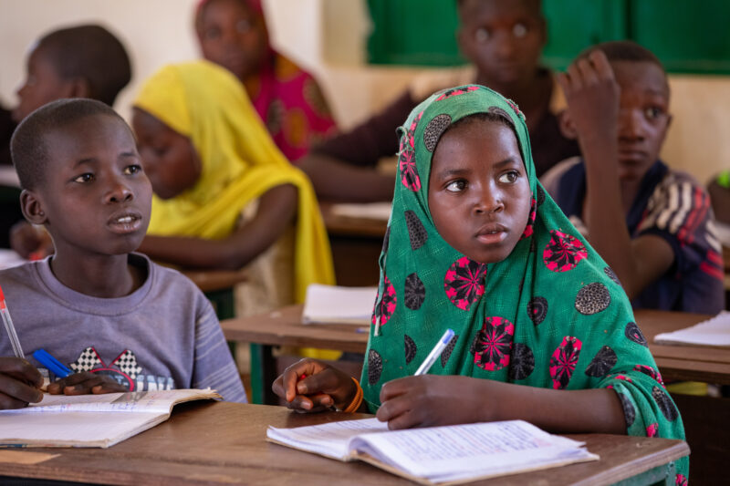 Girl in Niger Attends School — With a long tradition of early marriage, most girls in Niger drop out of school after the second grade — Adult, Africa, Beard,...
