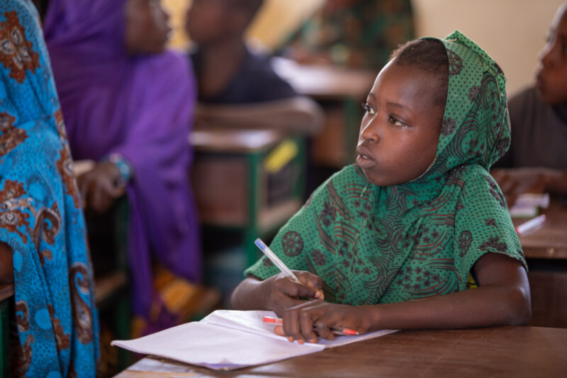 Girl in Niger Attends School — With a long tradition of early marriage, most girls in Niger drop out of school after the second grade — Africa, Education, Fr...