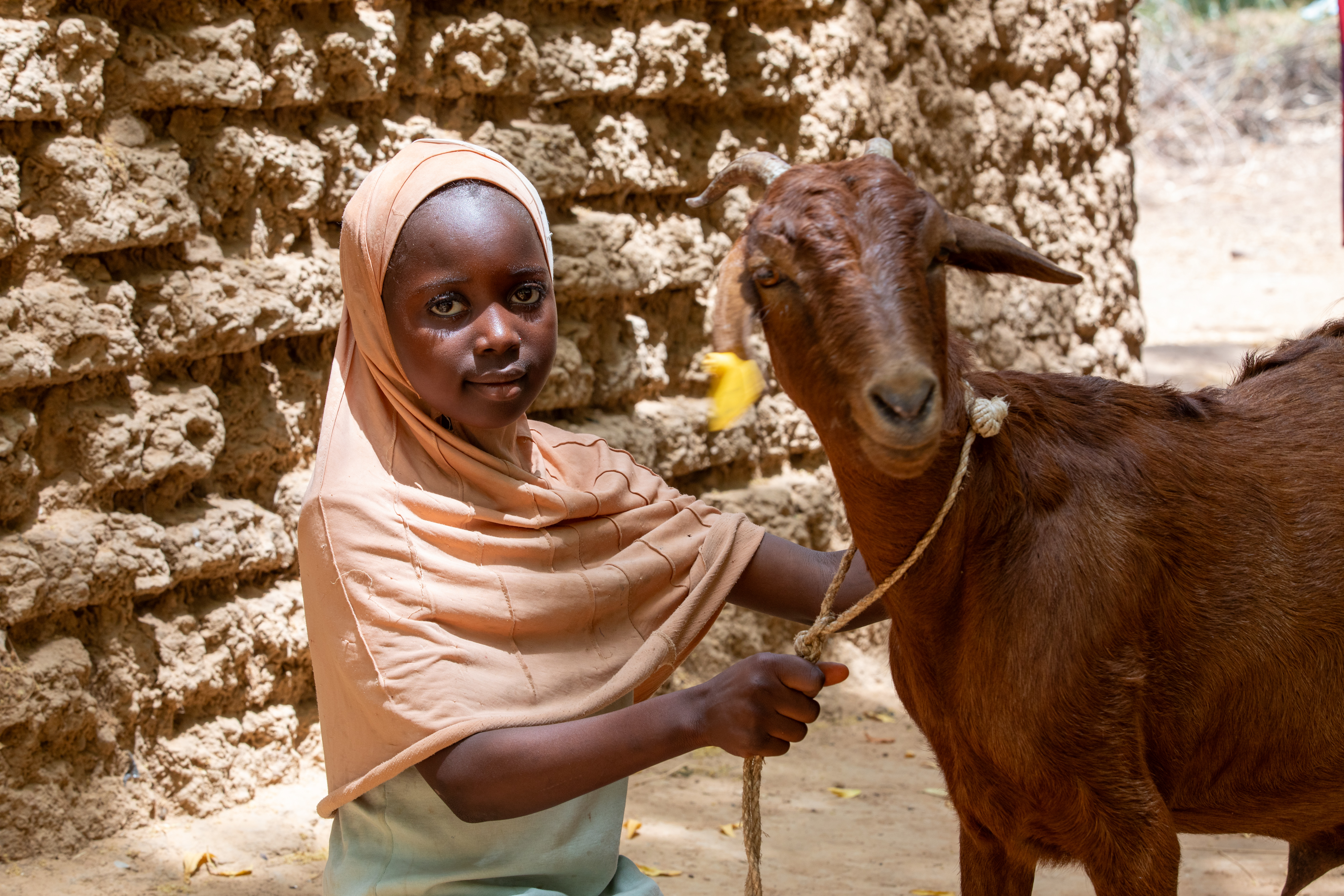 Girl and her Goat in Niger