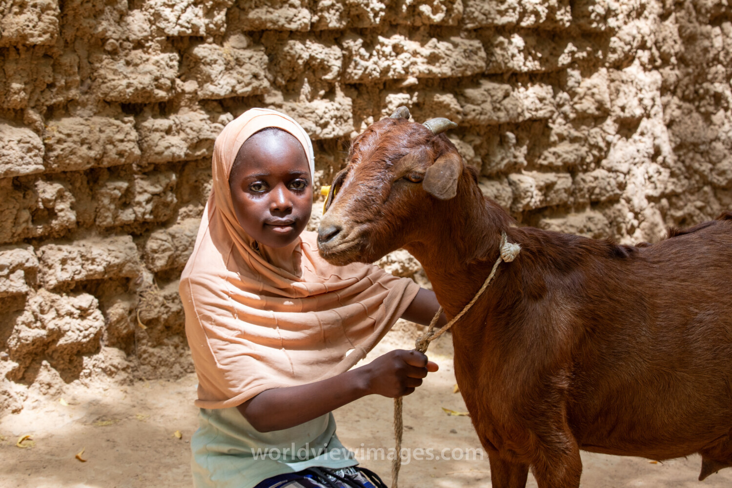 Girl and her Goat in Niger