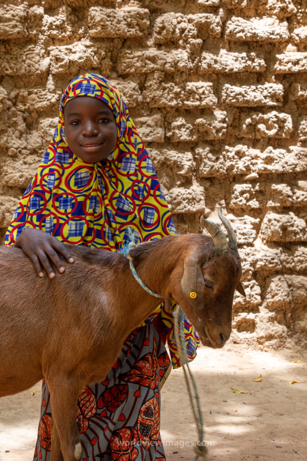 Girl and her Goat in Niger