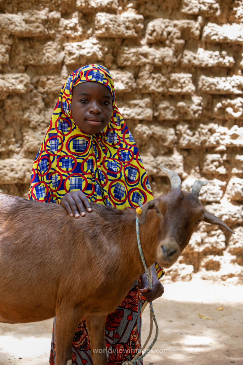 Girl and her Goat in Niger