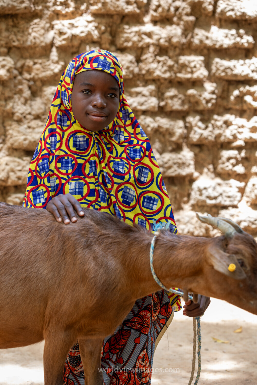 Girl and her Goat in Niger