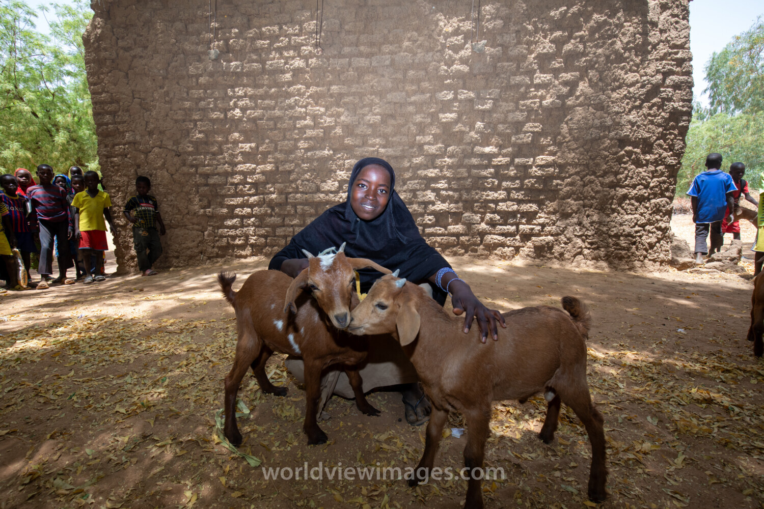 Girl and her Goat in Niger