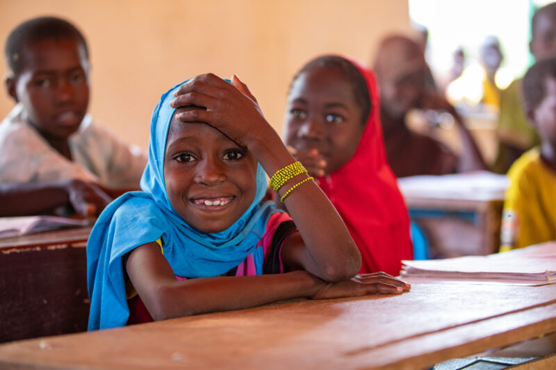 Girl in Niger Attends School — With a long tradition of early marriage, most girls in Niger drop out of school after the second grade — Adult, Africa, Beard,...
