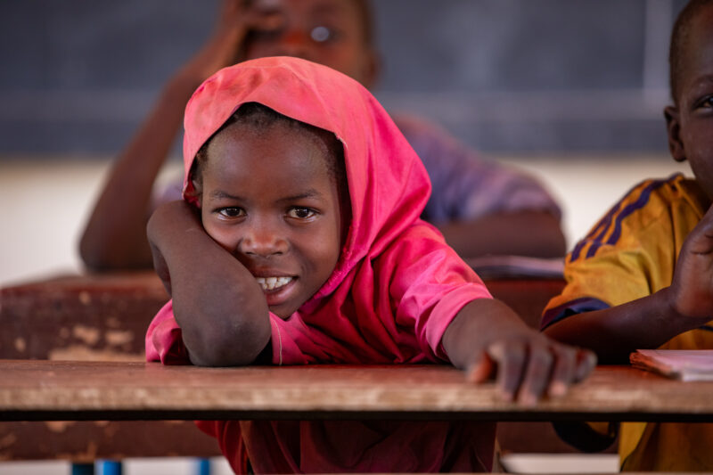 Girl in Niger Attends School — With a long tradition of early marriage, most girls in Niger drop out of school after the second grade — Africa, Child, Educat...