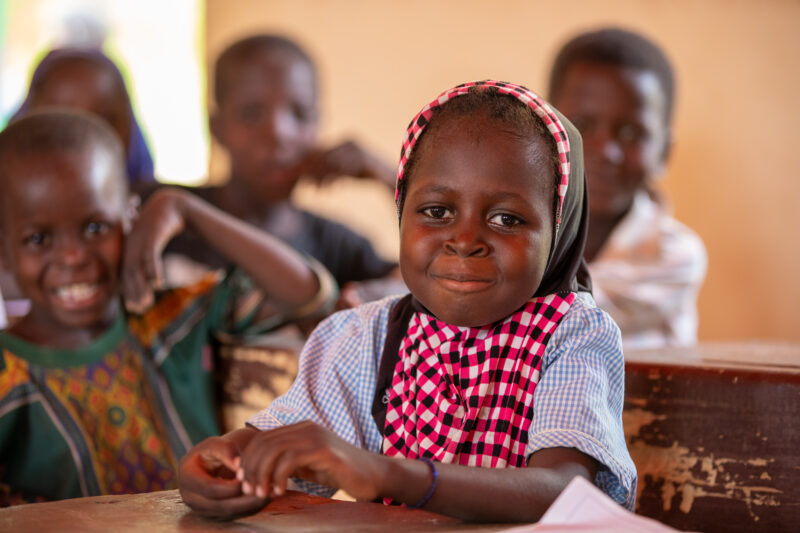 Girl in Niger Attends School — With a long tradition of early marriage, most girls in Niger drop out of school after the second grade — Africa, Child, Educat...