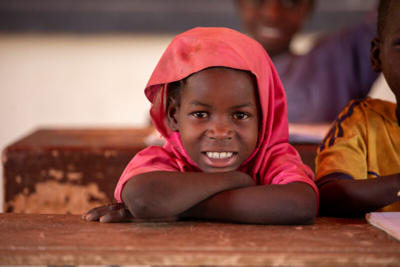 Girl in Niger Attends School — With a long tradition of early marriage, most girls in Niger drop out of school after the second grade — Africa, Child, Educat...