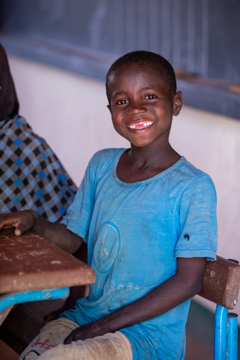 Boy in School in Niger — Young boy attends school in Niger, Africa — Africa, Child, Education, Eyes Open, Frontal Face