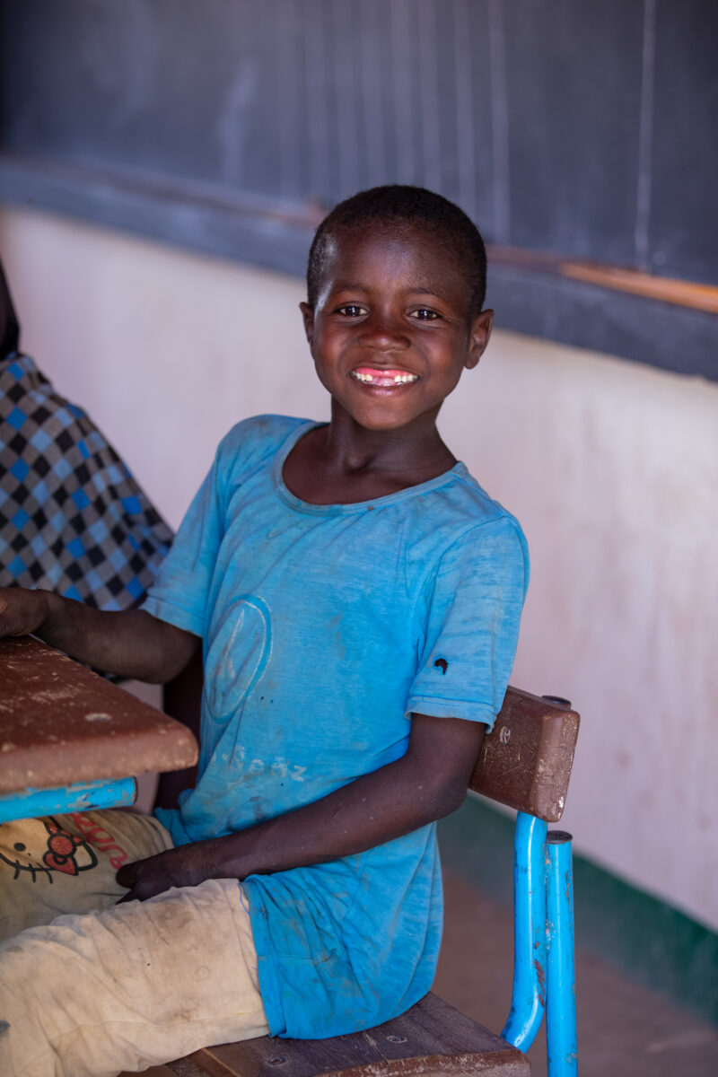 Boy in School in Niger — Young boy attends school in Niger, Africa — Africa, Child, Education, Eyes Open, Frontal Face