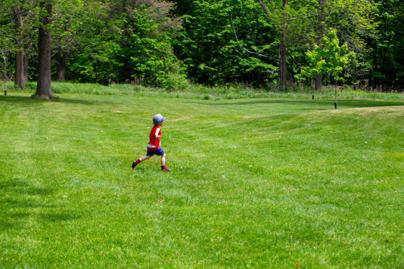 Boy runs in Park — Boy, park, run, running, gree