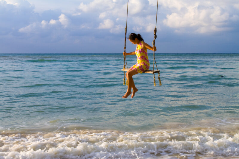 Swinging at the Beach — Beach, Nature, Ocean, Person, Sand