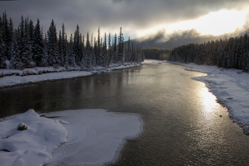 Bow River in Winter — Nature, River, Snow, Unsaturated, Waters