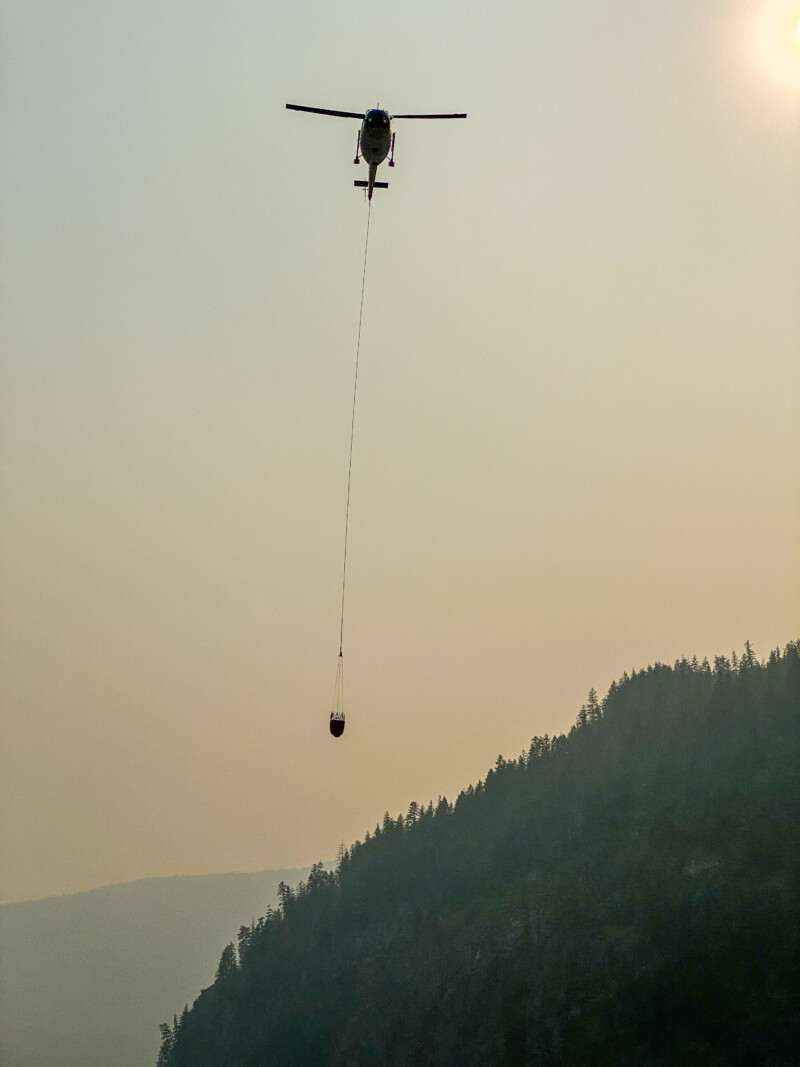 Water Bomber — Helecopter with water collector — Colorless, Nature, Sky, Vehicle, British Columbia
