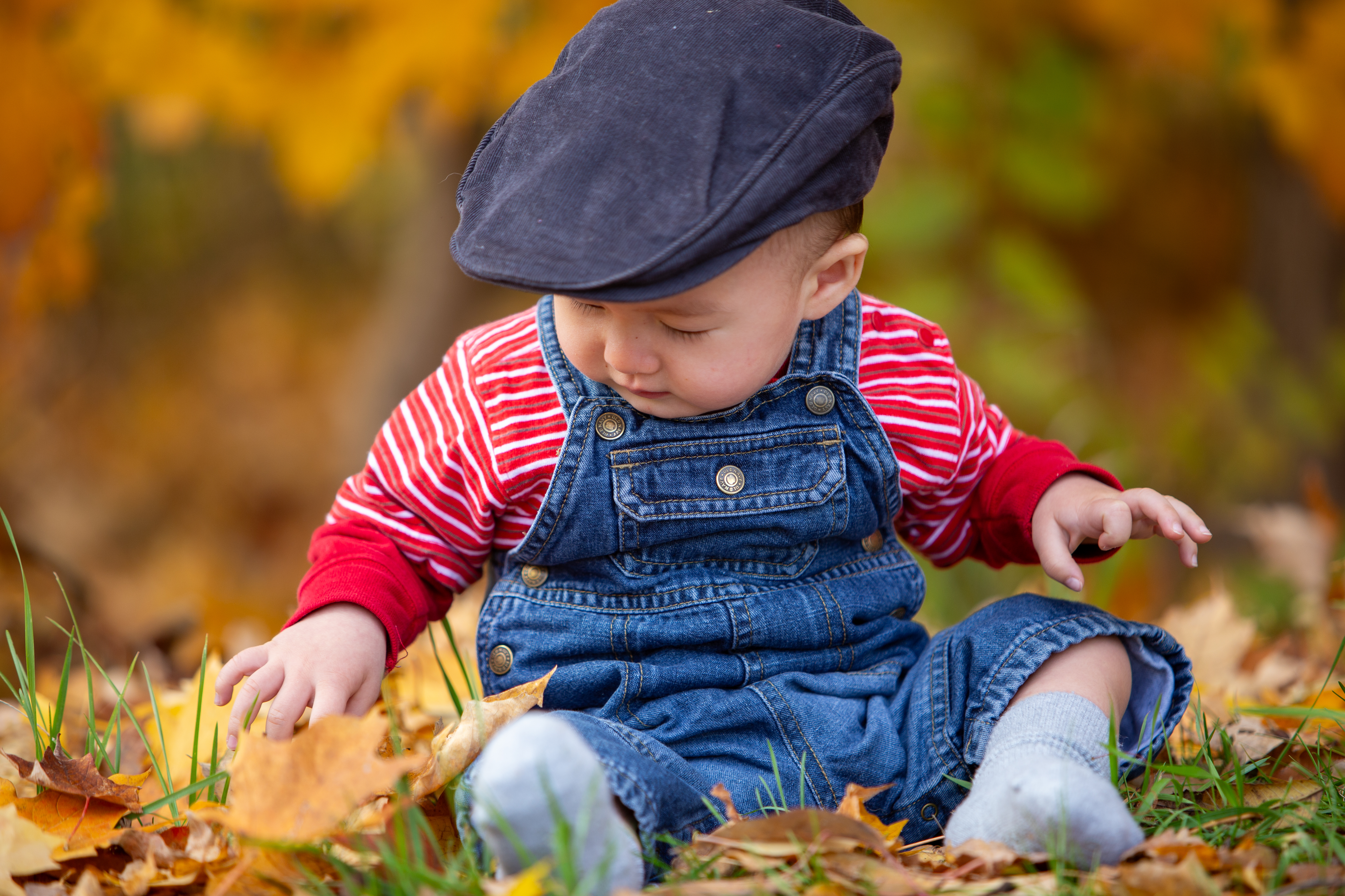 Baby in the Fall Leaves