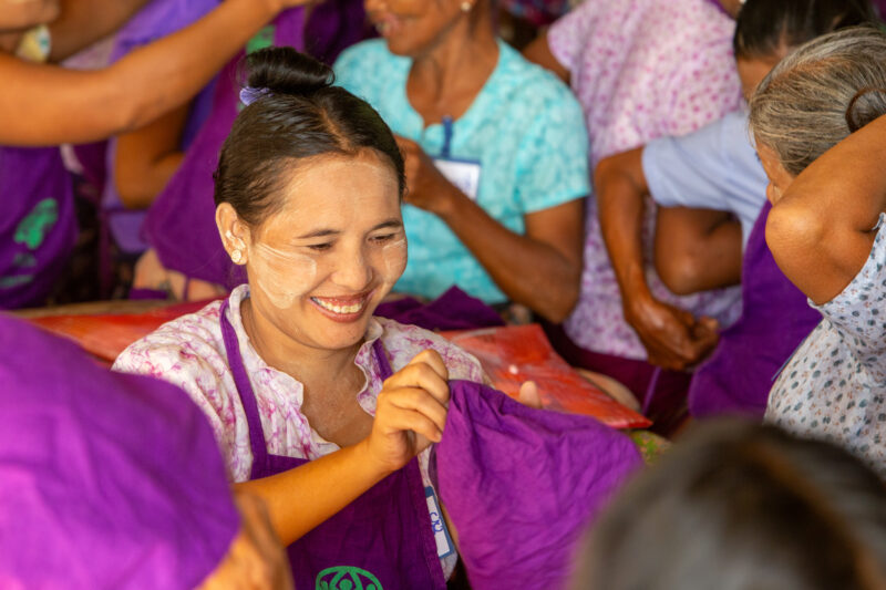 Income through Food Processing — Adult, Eyes Closed, Female, Frontal Face, One Face