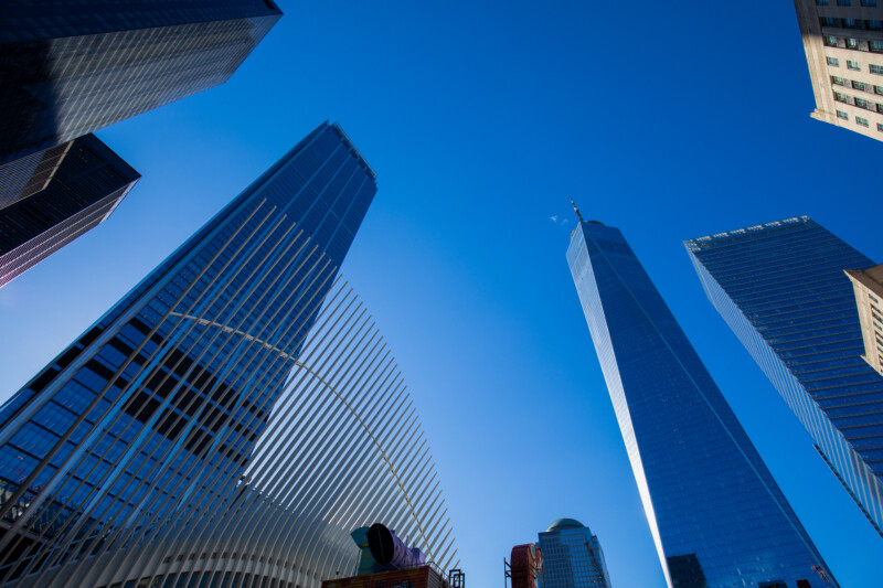 Commerece and Trade — Office buildings in Downtown New York — Architecture, Building, City, Colorful, Skyscraper
