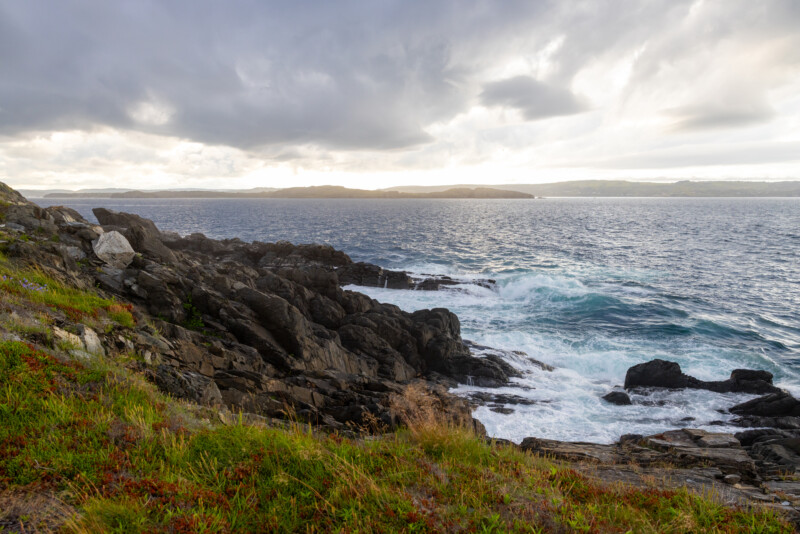 Rocky Coast of Newfoundland — Scenic beauty of the rocky shoreline of Canada's Newfoundland — Beach, Cliff, Nature, Ocean, Sand