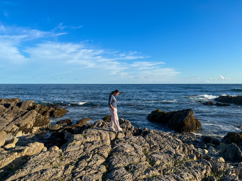 Rocky Coast of Newfoundland — Scenic beauty of the rocky shoreline of Canada's Newfoundland — Beach, Cliff, Nature, Ocean, Person